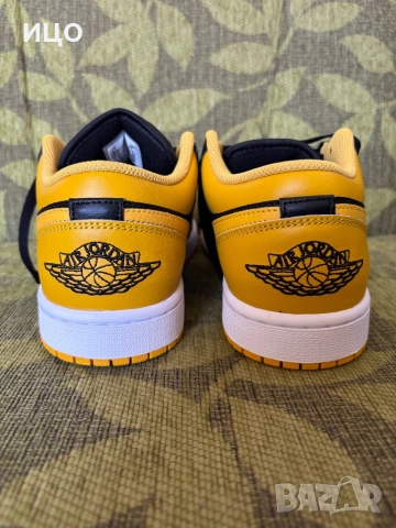 Нови мъжки обувки AIR JORDAN 1 LOW BLACK/YELLOW OCHRE-WHITE, снимка 5 - Спортни обувки - 51778033