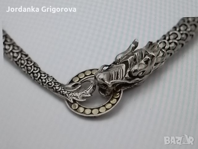 Уникално колие - John Hardy - Дракон от стерлингово сребро и 18k жълто, снимка 4 - Колиета, медальони, синджири - 35966617