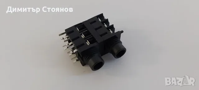 Двойно стерео гнездо 6.3 mm. за монтаж на платка 