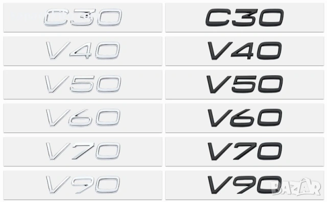 Букви емблеми за багажник за Volvo (S/V/XC/C) - Хромирана, Черна, снимка 2 - Аксесоари и консумативи - 53277541