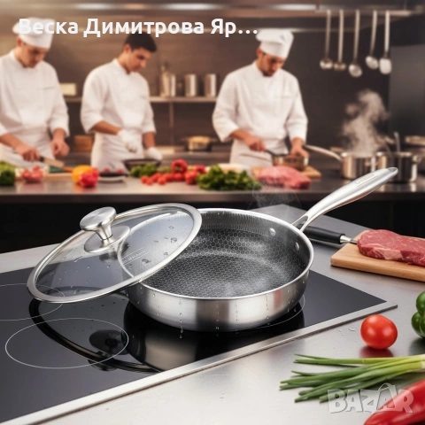 Тиган с капак Goldmann Fusionhex Pro, Дълбок, Незалепващо Покритие, Неръждаема стомана, снимка 4 - Съдове за готвене - 53654914
