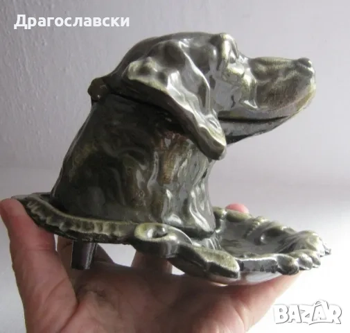 мастилници, стари, СТАРА БЪЛГАРСКА МАСИВНА МЕТАЛ МАСТИЛНИЦА, ГЪЛЪБ птица, пиле, барок, фигура антика, снимка 9 - Антикварни и старинни предмети - 28898864