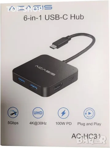 USB C хъб ACASIS 6 в 1, снимка 9 - Захранвания и кутии - 48545650