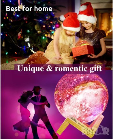 3D Galaxy Moon Lamp акумулаторна ЛЕД лампа с дистанционно, снимка 8 - Декорация за дома - 42402245