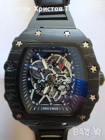Мъжки луксозен кварцов часовник Richard Mille Black Edition 24 месеца гаранция