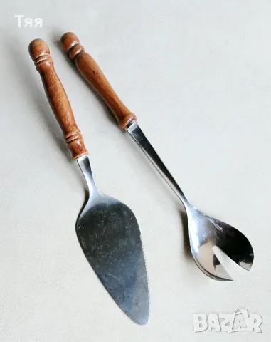 Прибори за сервиране с дървени дръжки 