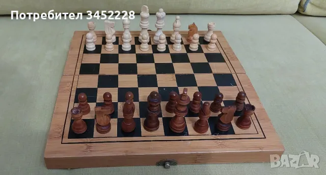 шах и табла  30см фигури дървени за ценители , снимка 1
