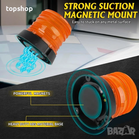 JMEST LEAD Кехлибарена LED мигаща предупредителна лампа, 24 LED, 17 режима, снимка 6 - Аксесоари и консумативи - 50455359