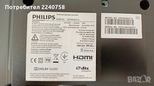 Подсветка GJ-2K17- CSP-315 от телевизор със счупен екран Philips 32PHS4203/12, снимка 4 - Части и Платки - 34163660