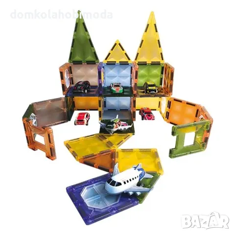 Магнитен конструктор с писта за коли, 72 части, снимка 4 - Игри и пъзели - 47640118