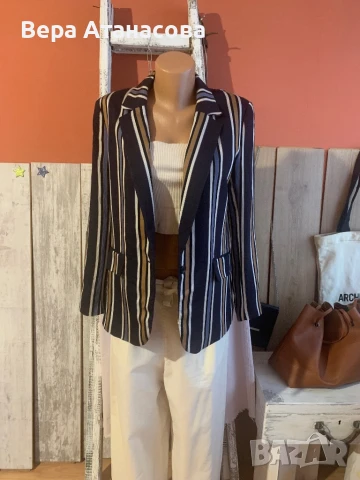 🍋💙🍋 Красиво сако на райета H&M🤎, снимка 2 - Сака - 51409048