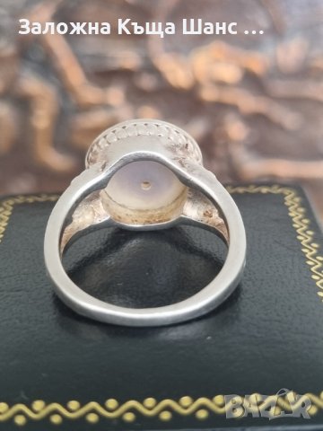 Стар сребърен пръстен 925 проба с перла , снимка 4 - Пръстени - 41832771