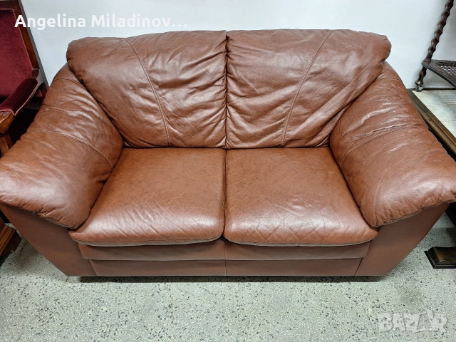 Диван двойка естествена кожа , снимка 3 - Дивани и мека мебел - 53696918