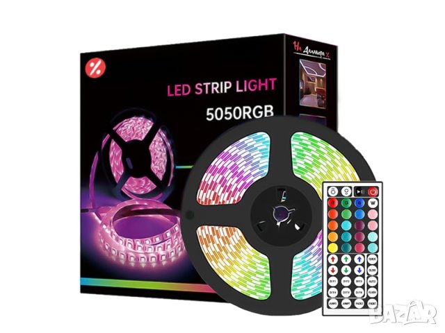 RGB LED лента 5 / 10 метра – дистанционно управление, 12V 5050, снимка 1
