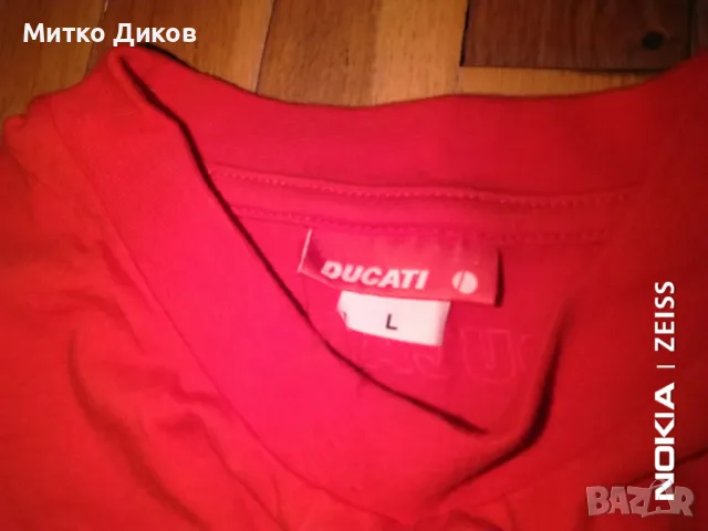 Ducati мотористка тениска 100пр.памук размер Л отлична, снимка 3 - Други спортове - 48042195