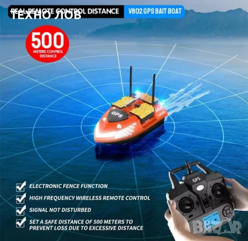 Лодка за захранка Flytec V802 Pro 160 GPS точки-500 метра обхват,подарък сак,2 зарядни , снимка 10 - Стръв и захранки - 52087904