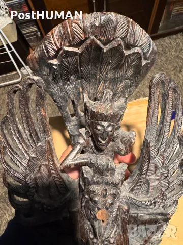 Статуетка Вишну върху Гаруда - дърворезба, снимка 11 - Антикварни и старинни предмети - 48220435