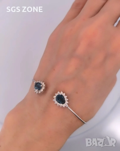 ОТВОРЕНА СРЕБЪРНА ГРИВНА С ЛОНДОНСКИ ТОПАЗ