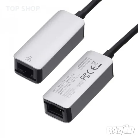 Amazon Basics USB 3.1 Type C към RJ45 Gigabit Ethernet адаптер с алуминиев корпус, снимка 4 - Дънни платки - 48697683