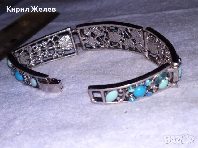 МНОГО КРАСИВА ФЛОРАЛНА ФИЛИГРАНЕН ТИП МЕДНА РЕТРО ГРИВНА с БЯЛА ПОЗЛАТА и КРИСТАЛИ 21154, снимка 12 - Гривни - 41649151