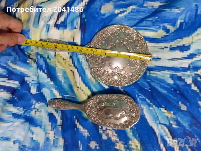 антични  сет  огледало и  четка за дрехи, снимка 2 - Други ценни предмети - 41914051