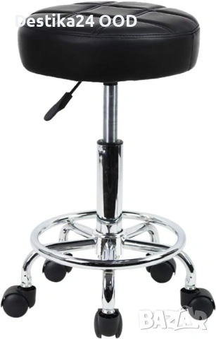 Въртящ се стол на колела с регулируема височина – черен