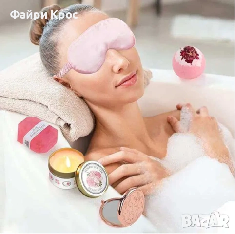 Комплект грижа за жена спа подарък за празник, осми март, рожден ден 10 части - Розов, снимка 3 - Подаръци за жени - 53258637