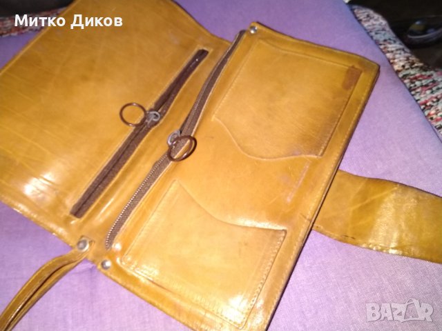 Чанта за ръка борсета естествена кожа с много ципове 23х13см, снимка 3 - Чанти - 42614657