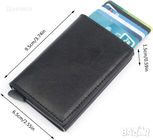 Кожен портфейл със защита за кредитни карти от алуминий с RFID защита, снимка 4 - Портфейли, портмонета - 41470523