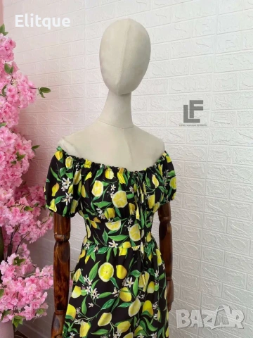 дълга лятна рокля с лимони , снимка 5 - Рокли - 53580495