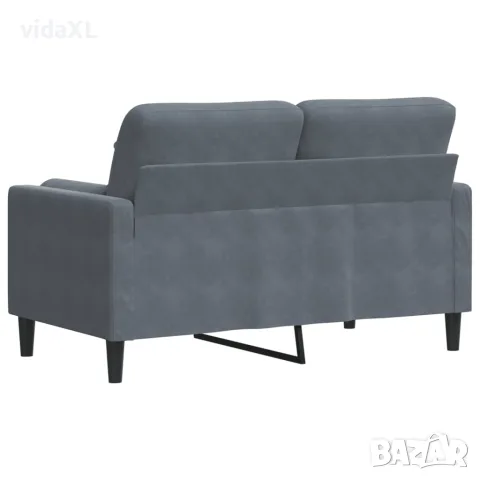 vidaXL 2-местен диван с декоративни възглавници тъмносив 120 см кадифе, снимка 5 - Дивани и мека мебел - 56146876