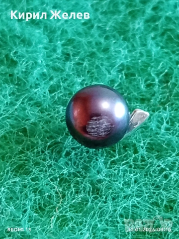 Сребърна обеца с Перла винтидж стил майсторска изработка 52811