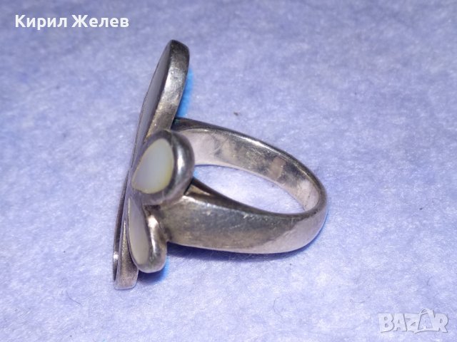 ВЕЛИКОЛЕПЕН ФЛОРАЛЕН СЕДЕФЕН СРЕБЪРЕН ПРЪСТЕН ЦВЕТЕ СРЕБРО 925 ИНКРУСТИРАН с ПОЛИРАН СЕДЕФ 13771, снимка 8 - Пръстени - 41741462