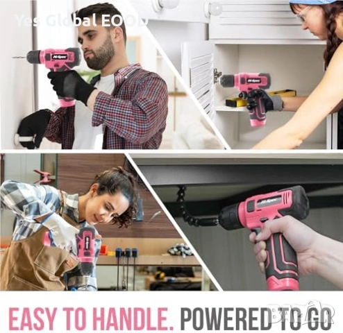 Hi-Spec 8V Акумулаторна бормашина 110ч. (Розова), снимка 6 - Винтоверти - 53634106