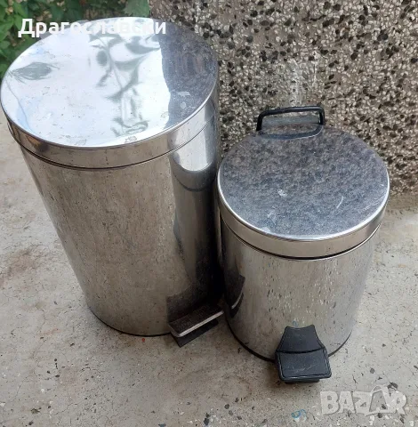 кошче за боклук с педал, цвят инокс 2 бр., кошчета с капак и педали, снимка 2 - Аксесоари за кухня - 56214339