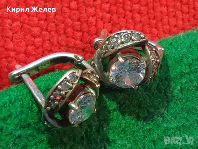 ПРЕЛЕСТНИ СКЪПОЦЕННИ СРЕБЪРНИ ОБЕЦИ СРЕБРО 925 АНГЛИЯ с БЯЛА ПОЗЛАТА и ИСКРЯЩИ ФАСЕТ ЦИРКОНИ 45597, снимка 3 - Обеци - 45952465