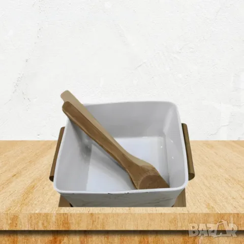 Керамичен съд - купа, с дървени аксесоари, снимка 3 - Други стоки за дома - 49860060