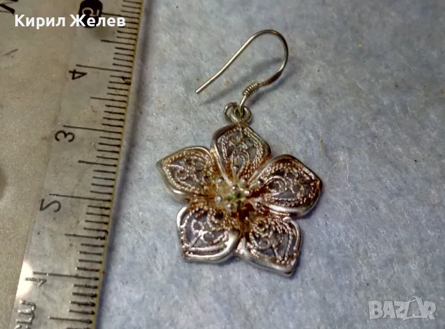 НЕЖНА ФЛОРАЛНА ФИЛИГРАННА ПОСРЕБРЕНА ОБЕЦА ЦВЕТЕ от БЛАГОРОДНА СТОМАНА 49319, снимка 4 - Обеци - 48952779