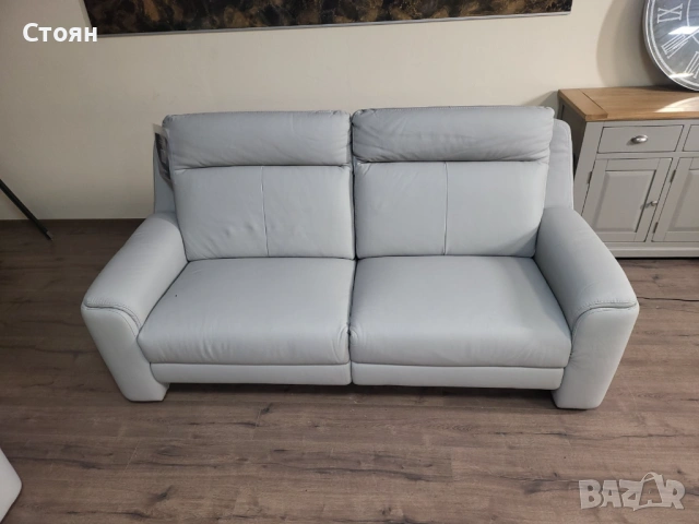 Италиански сив кожен комплект дивани тройка и двойка с ел. релакс, снимка 7 - Дивани и мека мебел - 53730432