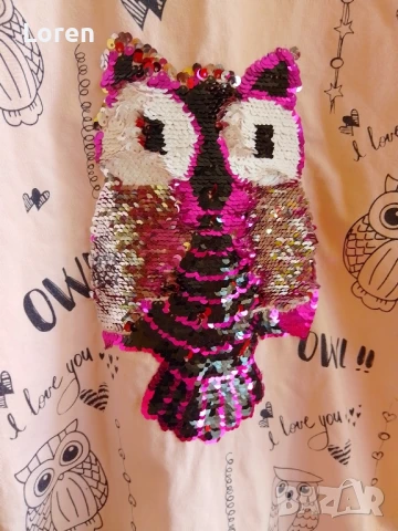 Подарявам!Детска блузка с бухалче с пайетки, снимка 3 - Детски Блузи и туники - 51310465