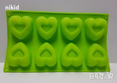 8 големи вдлъбнати сърца сърце силиконов молд форма шоколад гипс свещ декор украса, снимка 4 - Форми - 36455157