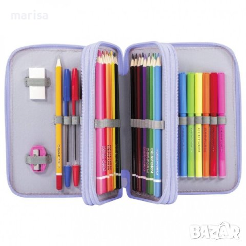 Несесер с 3 ципа и аксесоари BackUP Pastel cosmos, VINCENT 093557, снимка 2 - Ученически пособия, канцеларски материали - 40834286