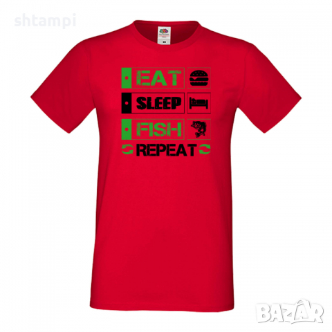 Мъжка тениска Fish 2,Sleep,Fish,Anime,Repeat,Ядене,Спане,Риба,Подарък,Повторение,Празник,, снимка 3 - Тениски - 36418990