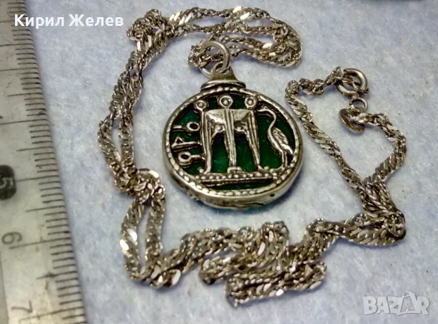 ИТАЛИАНСКИ ДАМСКИ МЕДАЛЬОН от СРЕБРО и СТЪКЛЕНА ПАСТА Paste Vitree Със СРЕБЪРНА 925 ВЕРИЖКА 25868, снимка 9 - Колиета, медальони, синджири - 49913225