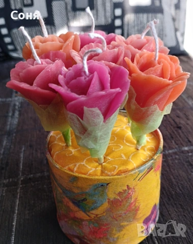 Букетчета от седем рози восъчни, ароматни, снимка 10 - Подаръци за жени - 53657724