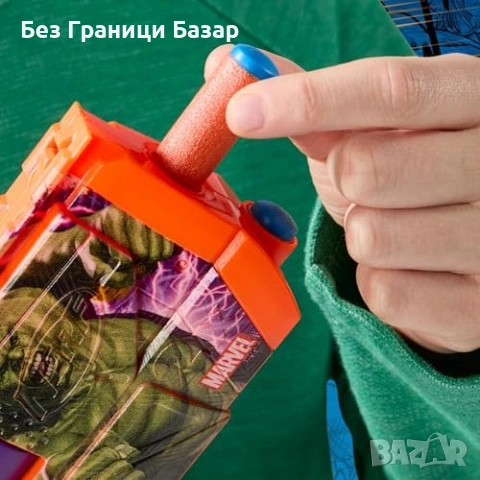 Нов Nerf Marvel Hulk бластер с 4 меки стрели N1 за деца 8+ играчка, снимка 7 - Други - 51771329