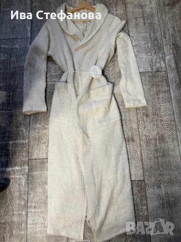 Разкошна бяла екрю дълга елеганта памук памучна жилетка универсален халат  one size размер, снимка 5 - Жилетки - 52584246