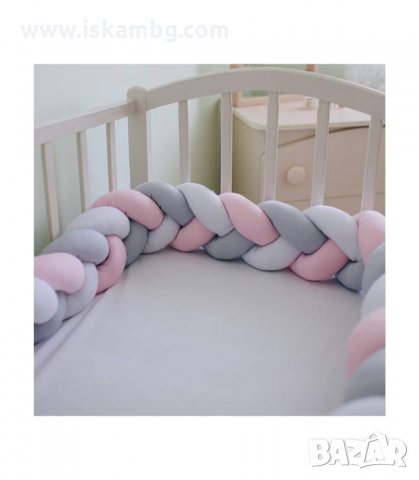 Мек памучен обиколник за детско легло, кошара, креватче, плетен обиколник с 3 цвята - код 2487, снимка 12 - Други - 33938887