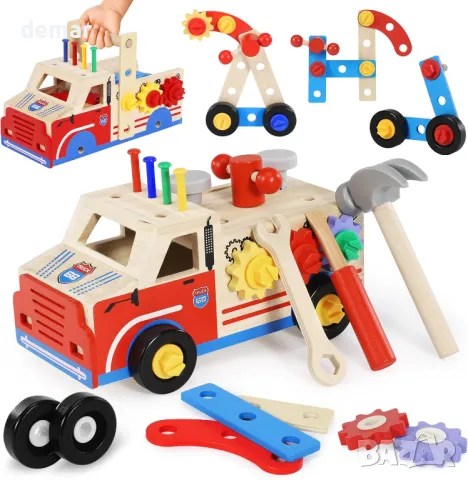 Ophy Wooden Toys Детски комплект за игра с инструменти - 45 части, Монтесори, снимка 1