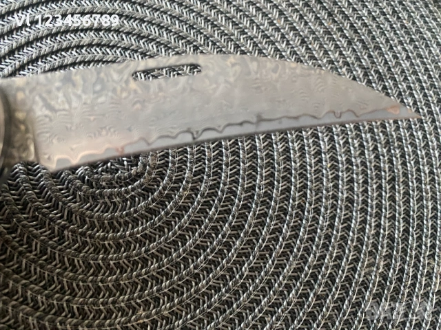 Сгъваем нож имитиращ дамаска стомана 90х210 - ЛИСИЦА, снимка 7 - Ножове - 53713901